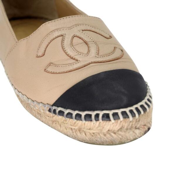 Chanel Cap Toe Large 38 Monogram Leather CC Espadrille Flats CC-0921N-0005 - Picture 8 of 11